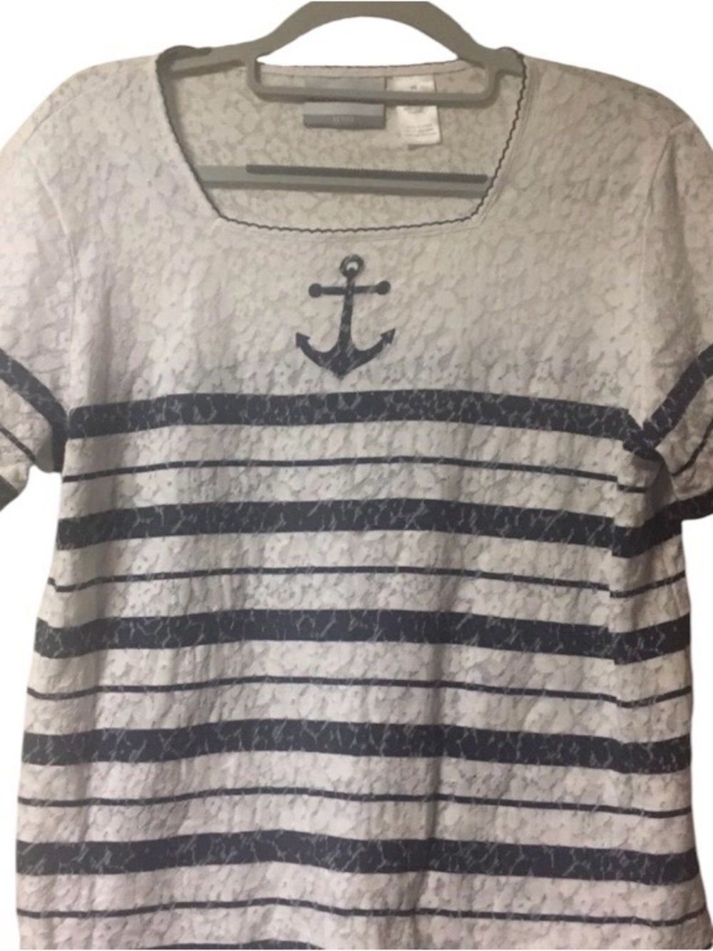 Vintage ~Alfred Dunner~Top~Petite Small ~Blouse ~ Short Sleeve ~ Nautical Anchor